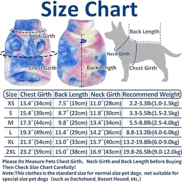 Dog Sweaters/Sweatshirts- Tie Dye- Premium Dog/Puppy Jacket Coat- SM -MED- LRG - Picture 13 of 13